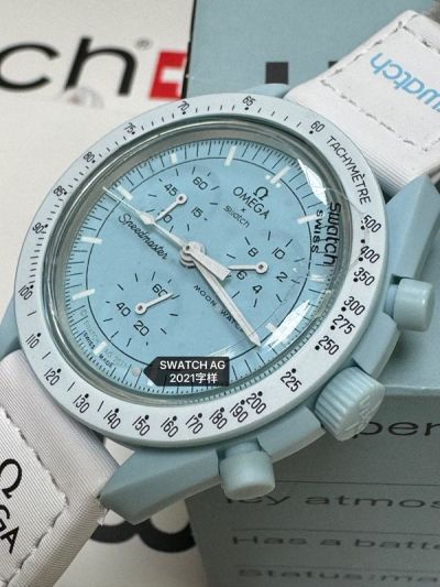 Omega*Swatch Light Blue Dial Mission to Uranus 42MM Watch
